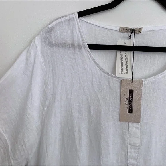 LUNGO L'ARNO Lagenlook pure linen pink tunic dress size XL NWT - Picture 2 of 6